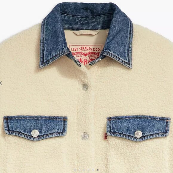 Levis Nola Shacket Shirt Jacket Almond Buff White Size XL NWT - Picture 5 of 15